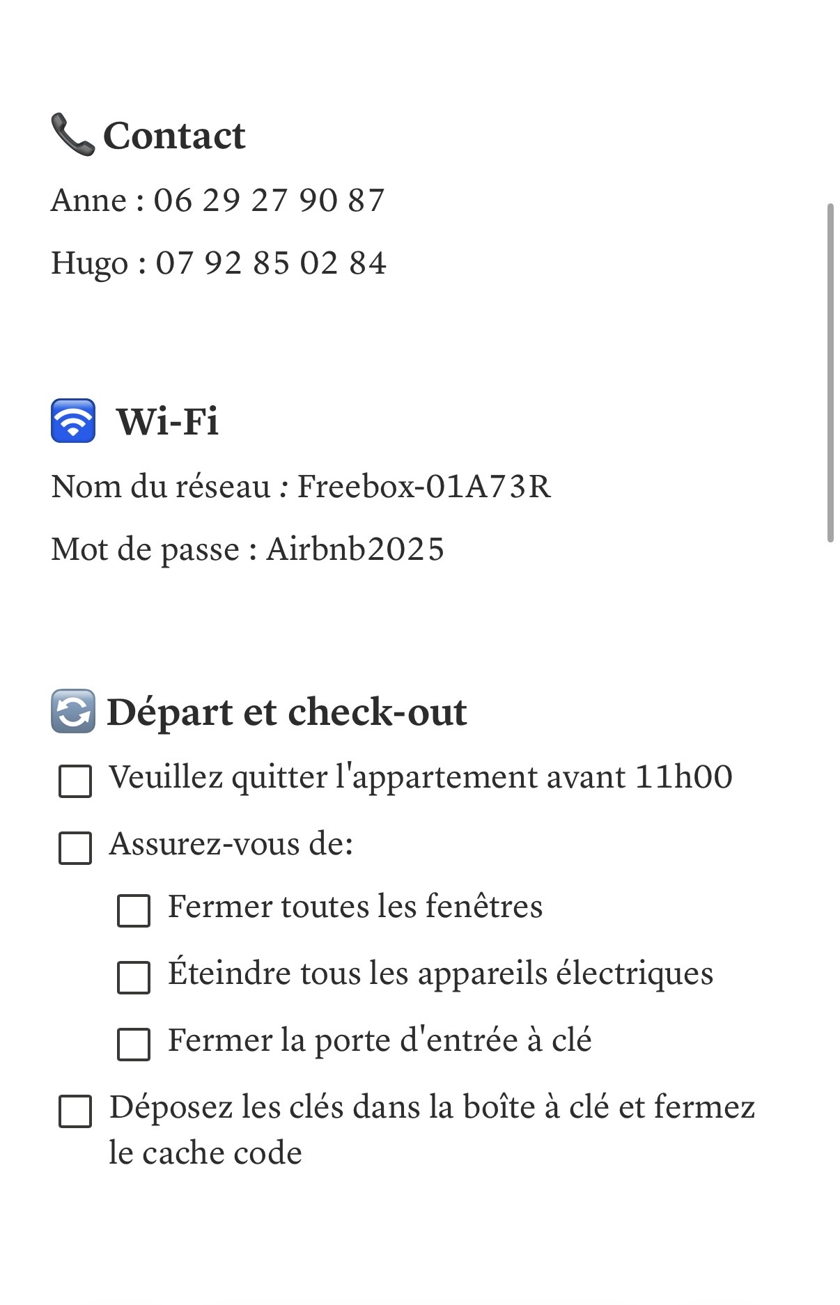 Informations principales du logement